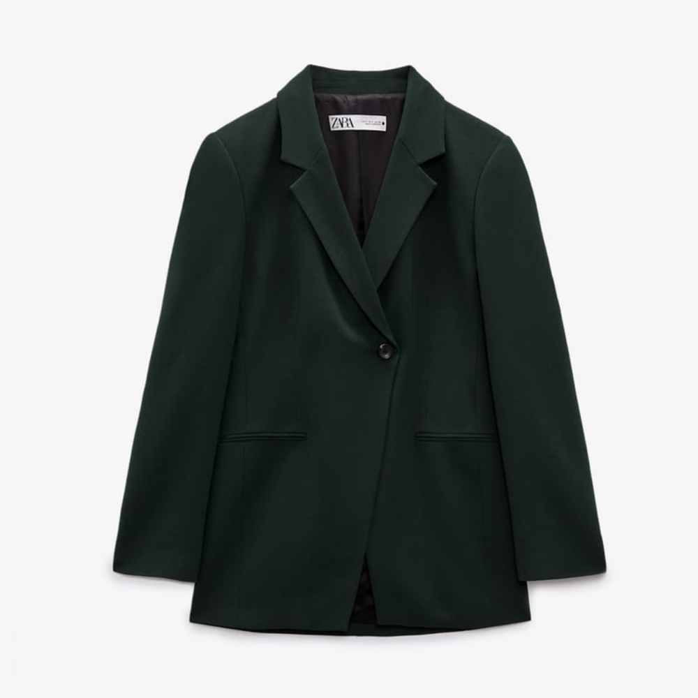 Zara Asymmetrical Green Blazer- Small